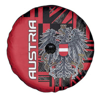 Austria Spare Tire Cover Black Eagle Badge With Patterns - Wonder Print Shop