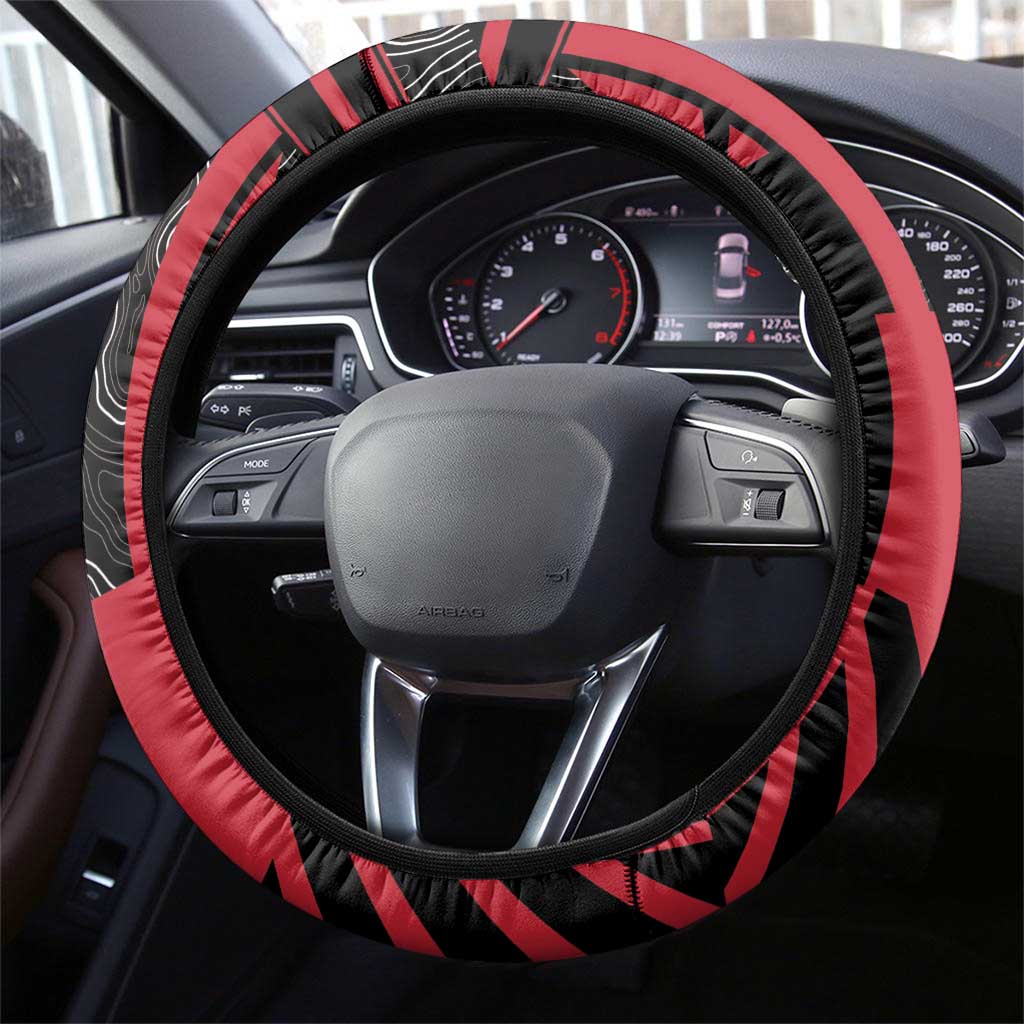 Austria Steering Wheel Cover Black Eagle Badge With Patterns - Wonder Print Shop
