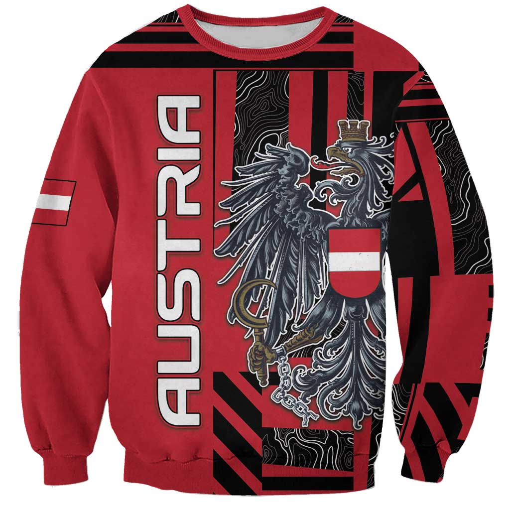Personalized Austria Sweatshirt Black Eagle Badge With Patterns - Wonder Print Shop