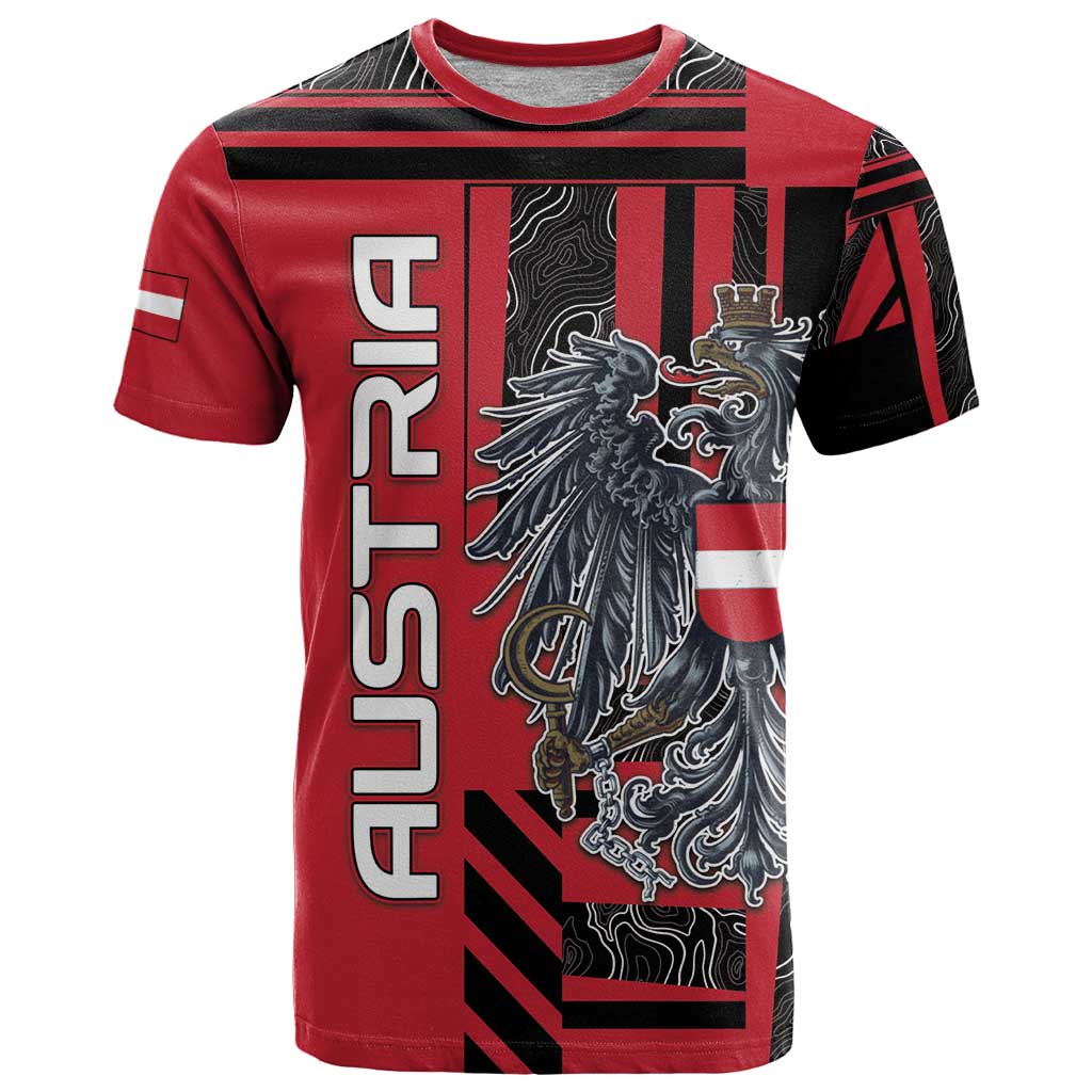 Personalized Austria T Shirt Black Eagle Badge With Patterns - Wonder Print Shop