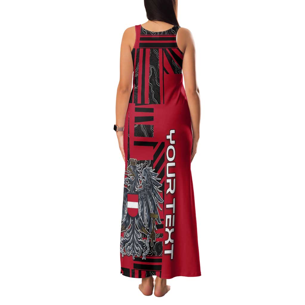 Personalized Austria Tank Maxi Dress Black Eagle Badge With Patterns - Wonder Print Shop