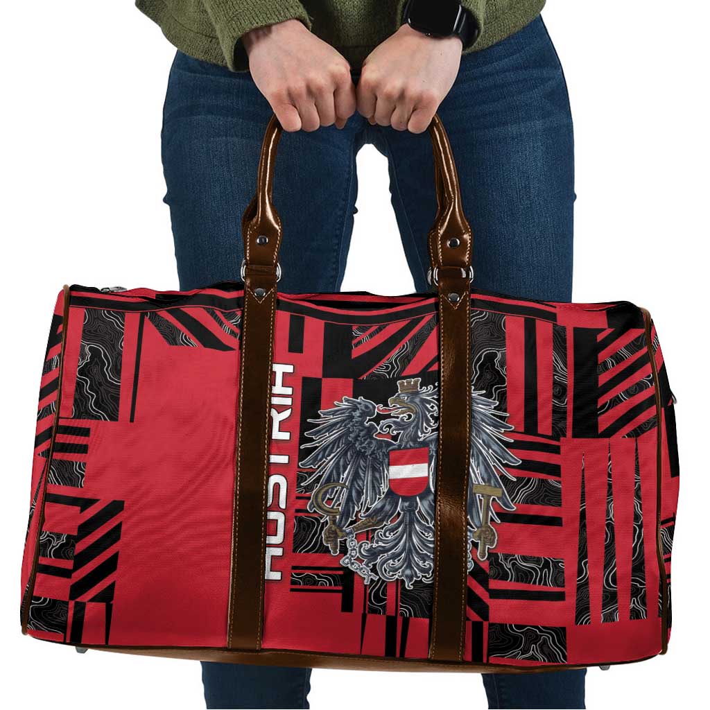 Austria Travel Bag Black Eagle Badge With Patterns - Wonder Print Shop