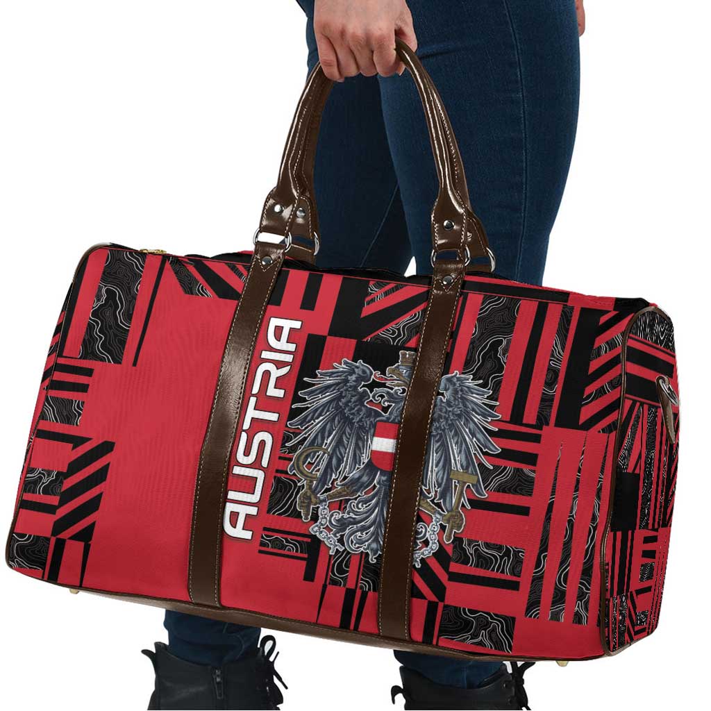 Austria Travel Bag Black Eagle Badge With Patterns - Wonder Print Shop
