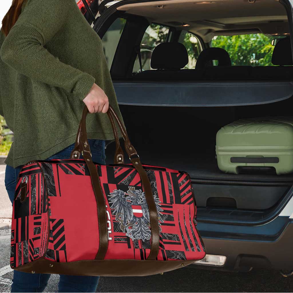 Austria Travel Bag Black Eagle Badge With Patterns - Wonder Print Shop