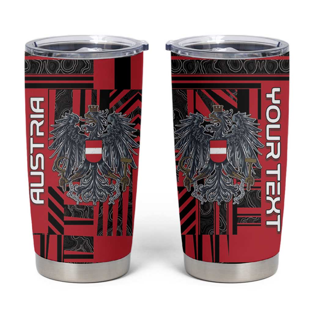 Personalized Austria Tumbler Cup Black Eagle Badge With Patterns - Wonder Print Shop