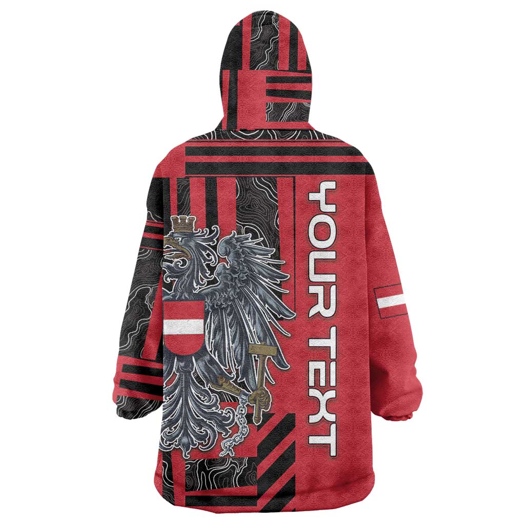 Personalized Austria Wearable Blanket Hoodie Black Eagle Badge With Patterns - Wonder Print Shop