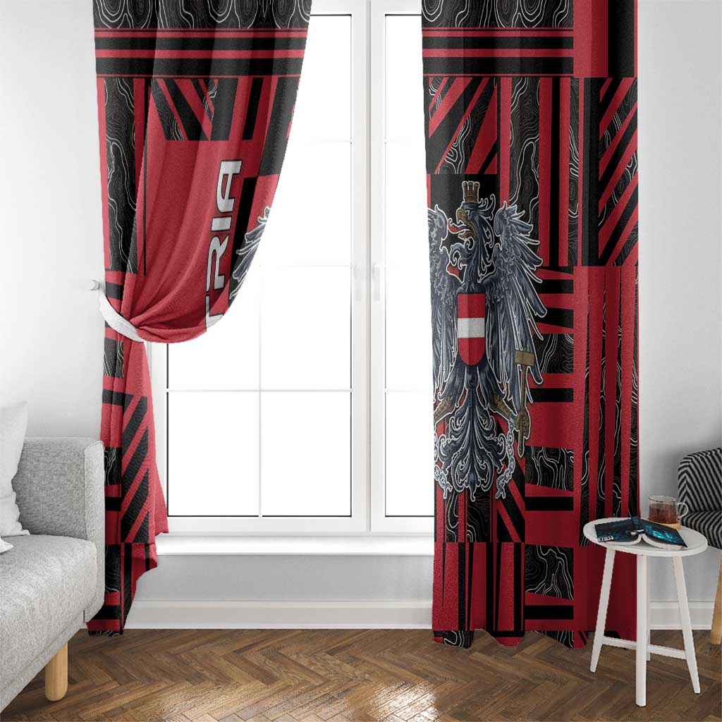 Austria Window Curtain Black Eagle Badge With Patterns - Wonder Print Shop