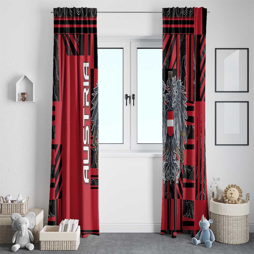 Austria Window Curtain Black Eagle Badge With Patterns - Wonder Print Shop