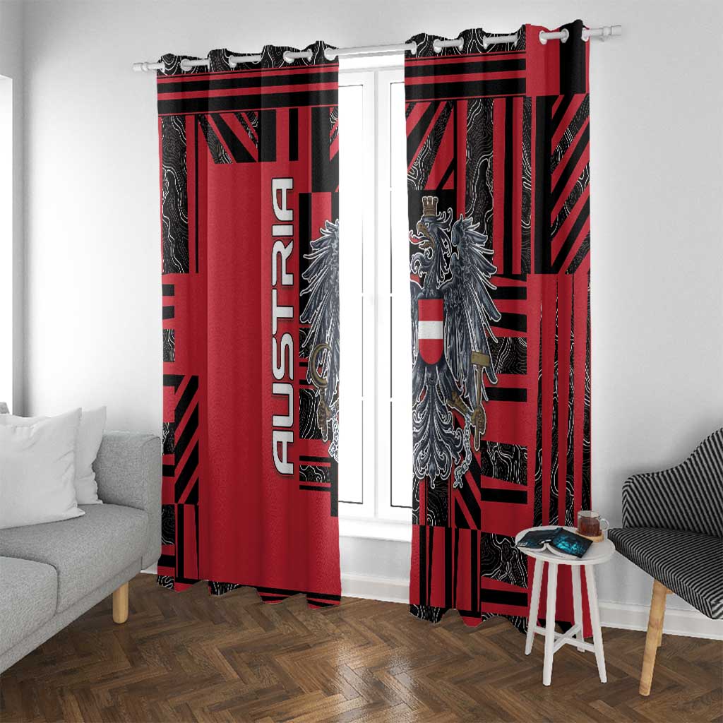 Austria Window Curtain Black Eagle Badge With Patterns - Wonder Print Shop