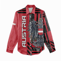 Personalized Austria Women Casual Shirt Black Eagle Badge With Patterns - Wonder Print Shop