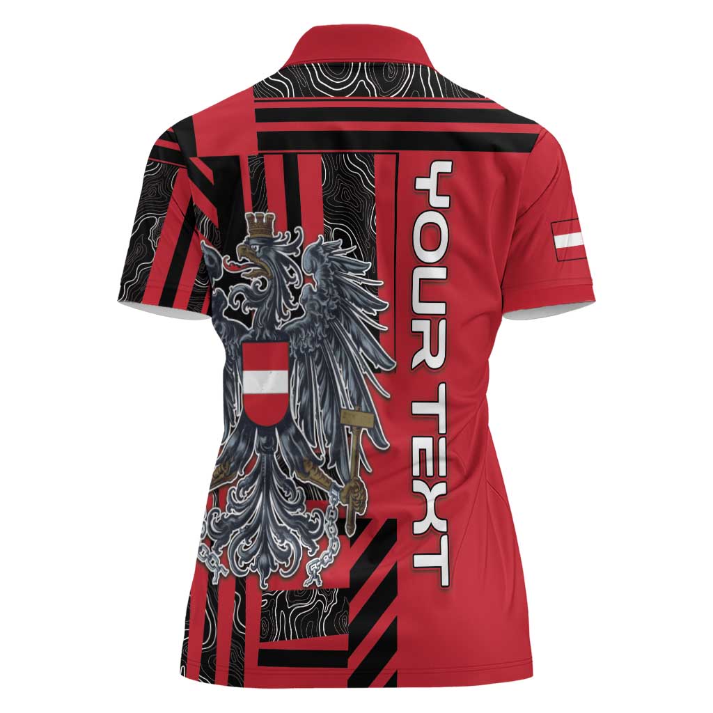 Personalized Austria Women Polo Shirt Black Eagle Badge With Patterns - Wonder Print Shop