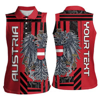 Personalized Austria Women Sleeveless Polo Shirt Black Eagle Badge With Patterns - Wonder Print Shop