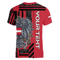 Personalized Austria Women V-Neck T-Shirt Black Eagle Badge With Patterns - Wonder Print Shop