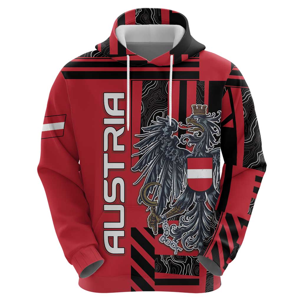 Personalized Austria Zip Hoodie Black Eagle Badge With Patterns - Wonder Print Shop