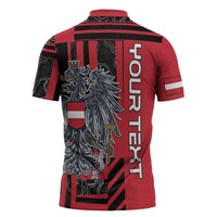 Personalized Austria Zipper Polo Shirt Black Eagle Badge With Patterns - Wonder Print Shop