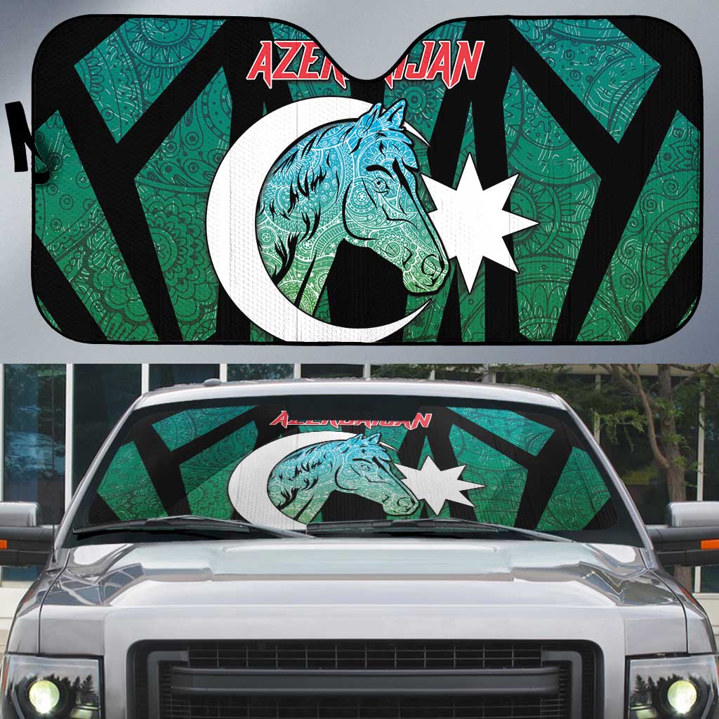 Azerbaijan Auto Sun Shade Karabakh Horse Tattoo - Wonder Print Shop