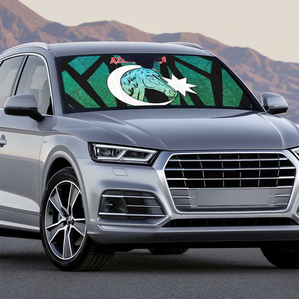 Azerbaijan Auto Sun Shade Karabakh Horse Tattoo - Wonder Print Shop