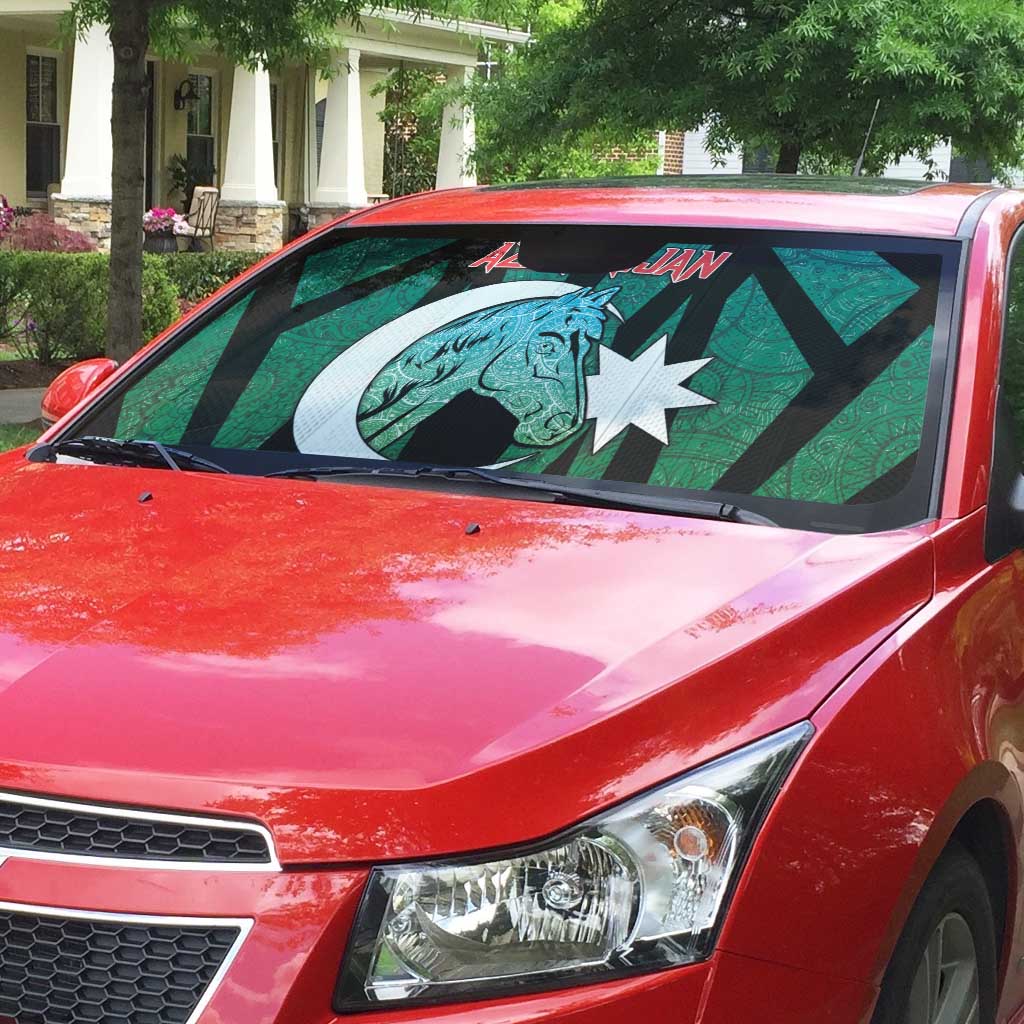 Azerbaijan Auto Sun Shade Karabakh Horse Tattoo - Wonder Print Shop
