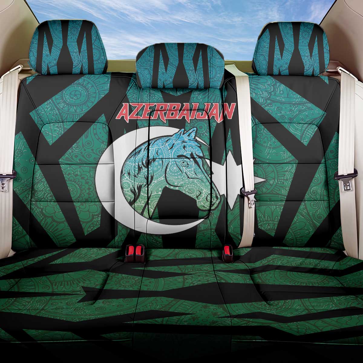 Azerbaijan Back Car Seat Cover Karabakh Horse Tattoo - Wonder Print Shop