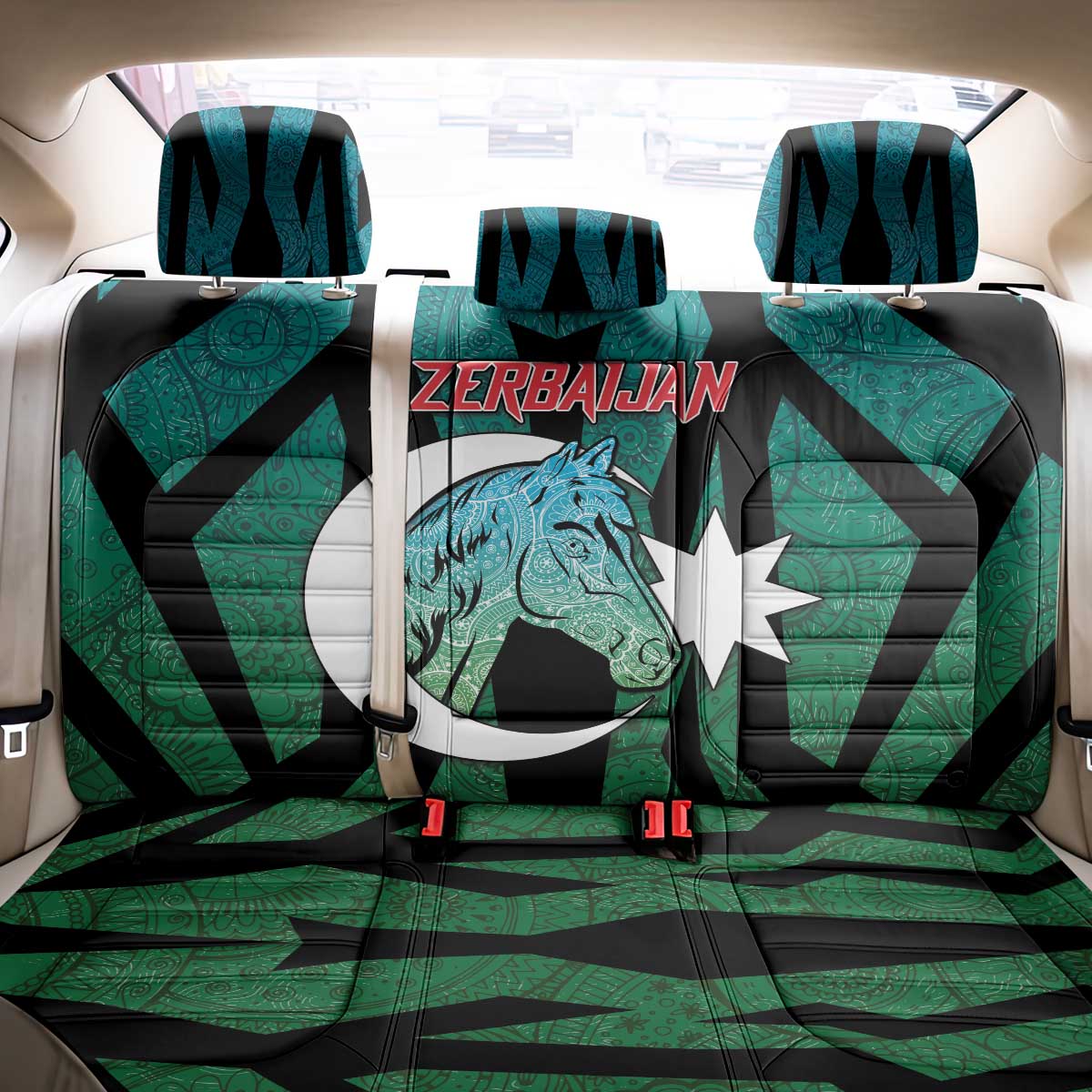 Azerbaijan Back Car Seat Cover Karabakh Horse Tattoo - Wonder Print Shop