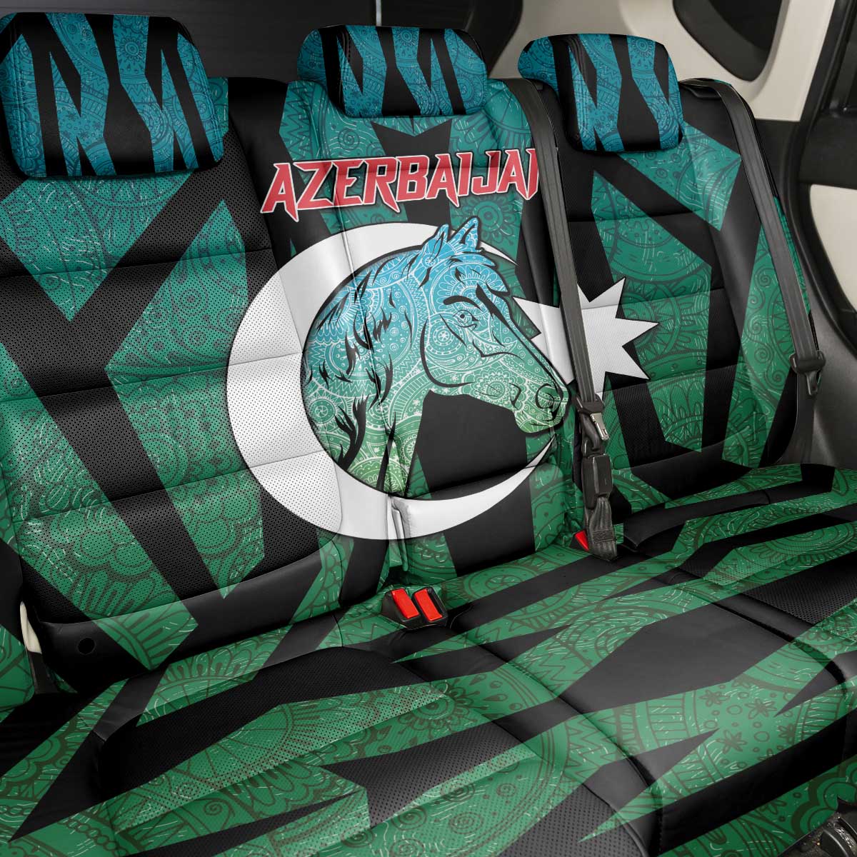 Azerbaijan Back Car Seat Cover Karabakh Horse Tattoo - Wonder Print Shop