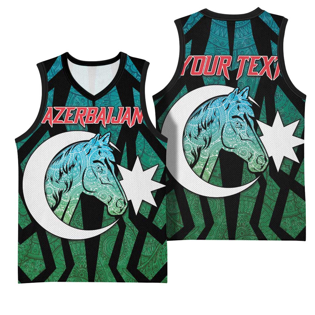 Personalized Azerbaijan Basketball Jersey Karabakh Horse Tattoo - Wonder Print Shop