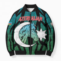 Personalized Azerbaijan Bomber Puffer Jacket Karabakh Horse Tattoo - Wonder Print Shop