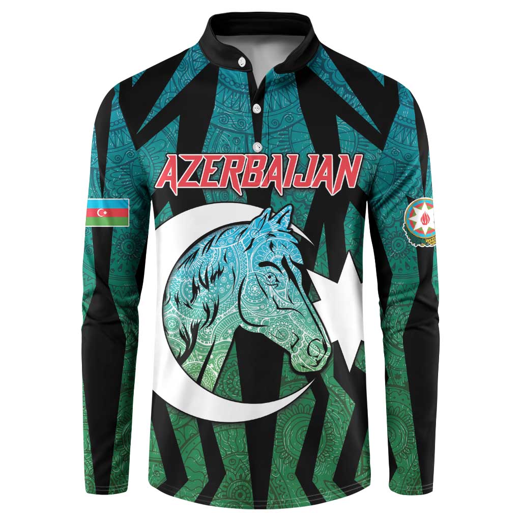 Personalized Azerbaijan Button Sweatshirt Karabakh Horse Tattoo - Wonder Print Shop