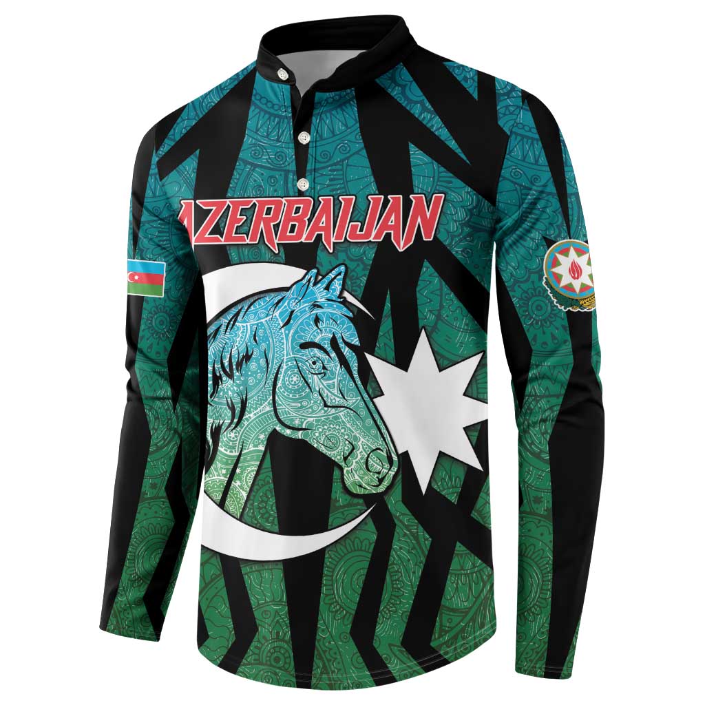 Personalized Azerbaijan Button Sweatshirt Karabakh Horse Tattoo - Wonder Print Shop
