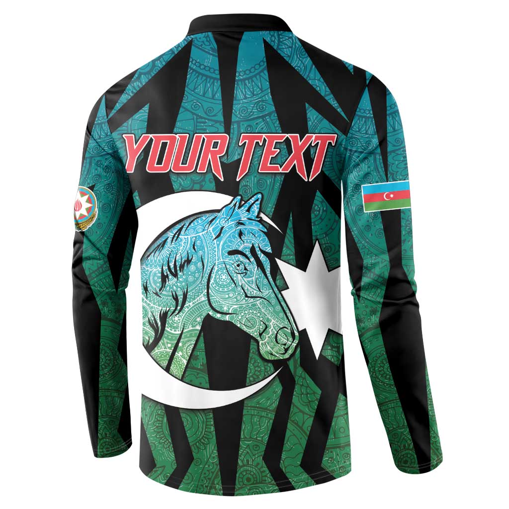 Personalized Azerbaijan Button Sweatshirt Karabakh Horse Tattoo - Wonder Print Shop