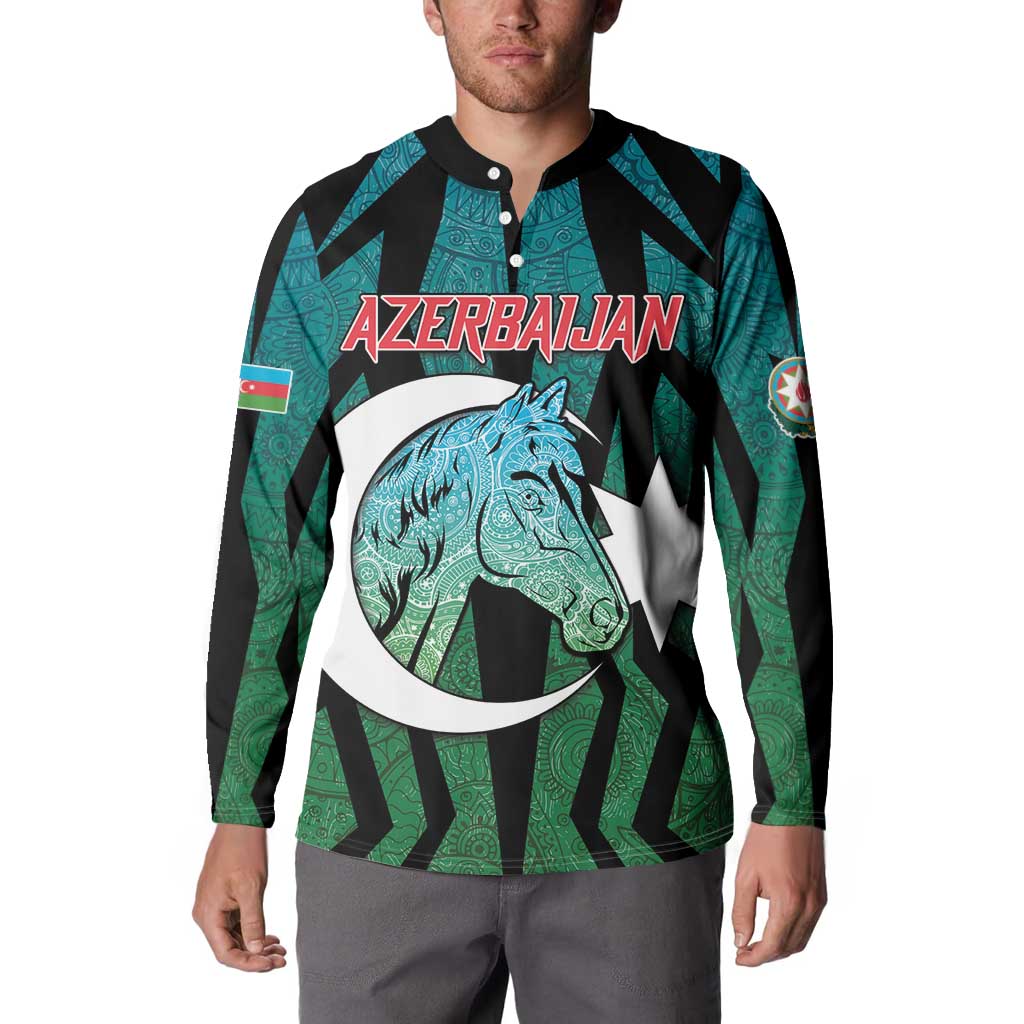 Personalized Azerbaijan Button Sweatshirt Karabakh Horse Tattoo - Wonder Print Shop