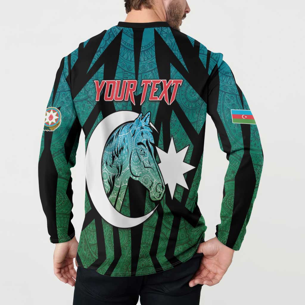 Personalized Azerbaijan Button Sweatshirt Karabakh Horse Tattoo - Wonder Print Shop