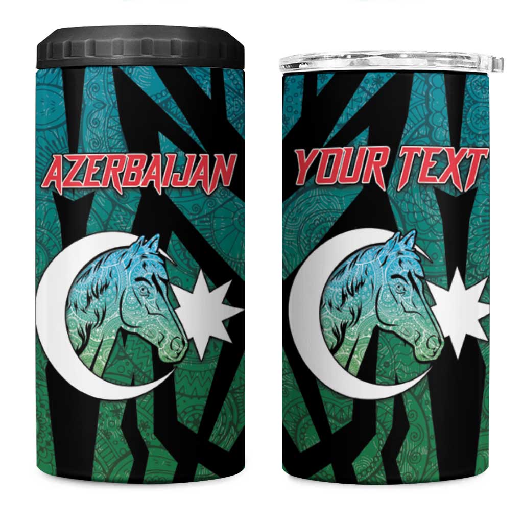 Personalized Azerbaijan 4 in 1 Can Cooler Tumbler Karabakh Horse Tattoo - Wonder Print Shop