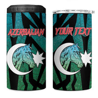 Personalized Azerbaijan 4 in 1 Can Cooler Tumbler Karabakh Horse Tattoo - Wonder Print Shop