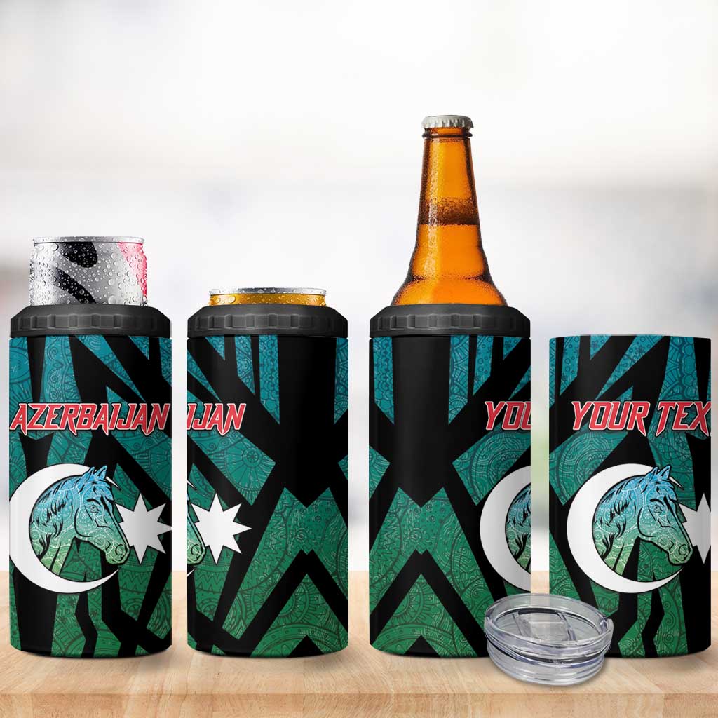Personalized Azerbaijan 4 in 1 Can Cooler Tumbler Karabakh Horse Tattoo - Wonder Print Shop
