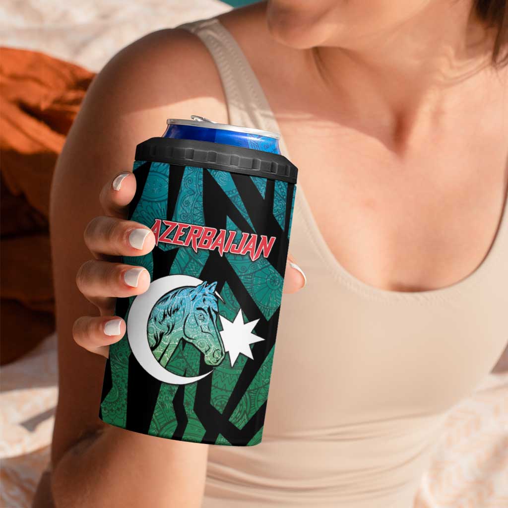 Personalized Azerbaijan 4 in 1 Can Cooler Tumbler Karabakh Horse Tattoo - Wonder Print Shop