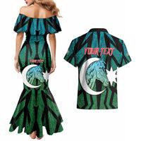 Personalized Azerbaijan Couples Matching Mermaid Dress and Hawaiian Shirt Karabakh Horse Tattoo - Wonder Print Shop