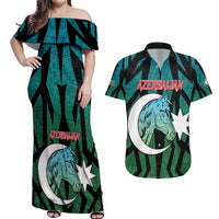 Personalized Azerbaijan Couples Matching Off Shoulder Maxi Dress and Hawaiian Shirt Karabakh Horse Tattoo - Wonder Print Shop