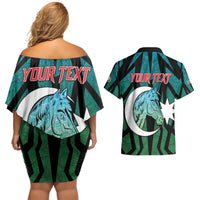 Personalized Azerbaijan Couples Matching Off Shoulder Short Dress and Hawaiian Shirt Karabakh Horse Tattoo - Wonder Print Shop