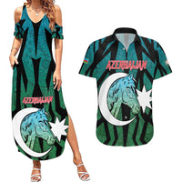 Personalized Azerbaijan Couples Matching Summer Maxi Dress and Hawaiian Shirt Karabakh Horse Tattoo - Wonder Print Shop