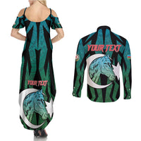 Personalized Azerbaijan Couples Matching Summer Maxi Dress and Long Sleeve Button Shirt Karabakh Horse Tattoo - Wonder Print Shop