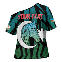 Personalized Azerbaijan Cross Shoulder Shirt Karabakh Horse Tattoo - Wonder Print Shop