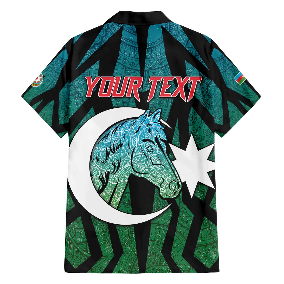 Personalized Azerbaijan Family Matching Off The Shoulder Long Sleeve Dress and Hawaiian Shirt Karabakh Horse Tattoo - Wonder Print Shop