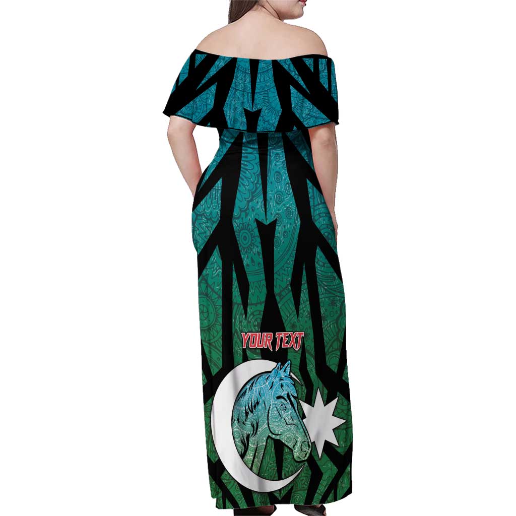 Personalized Azerbaijan Family Matching Off Shoulder Maxi Dress and Hawaiian Shirt Karabakh Horse Tattoo - Wonder Print Shop