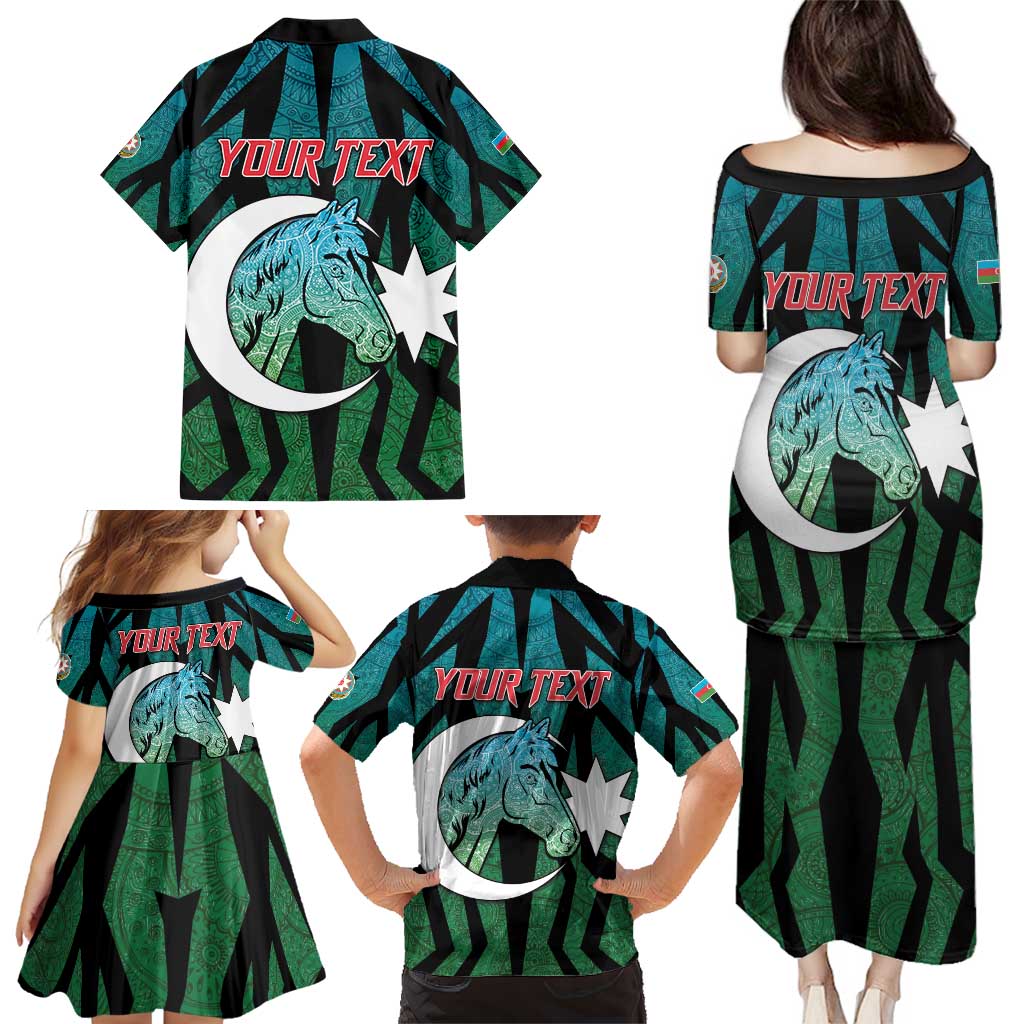 Personalized Azerbaijan Family Matching Puletasi and Hawaiian Shirt Karabakh Horse Tattoo - Wonder Print Shop