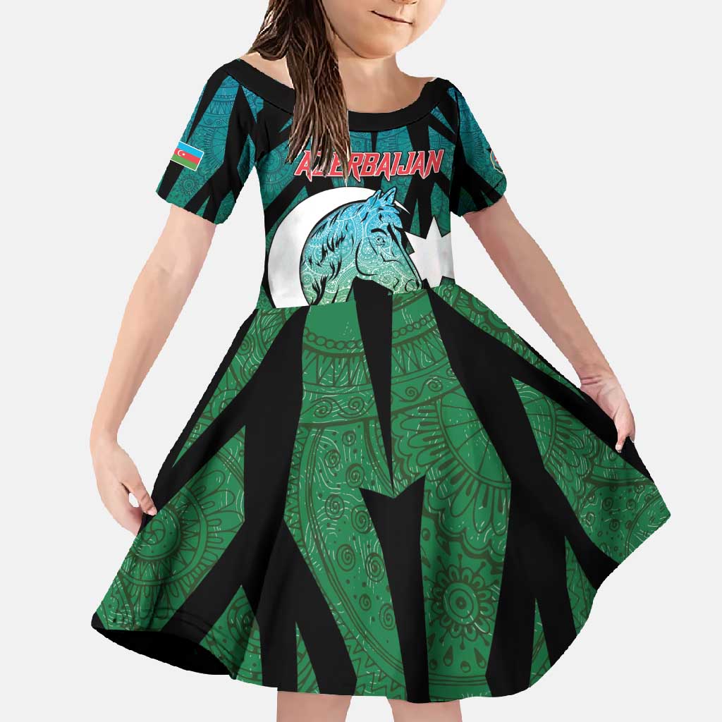 Personalized Azerbaijan Family Matching Short Sleeve Bodycon Dress and Hawaiian Shirt Karabakh Horse Tattoo - Wonder Print Shop