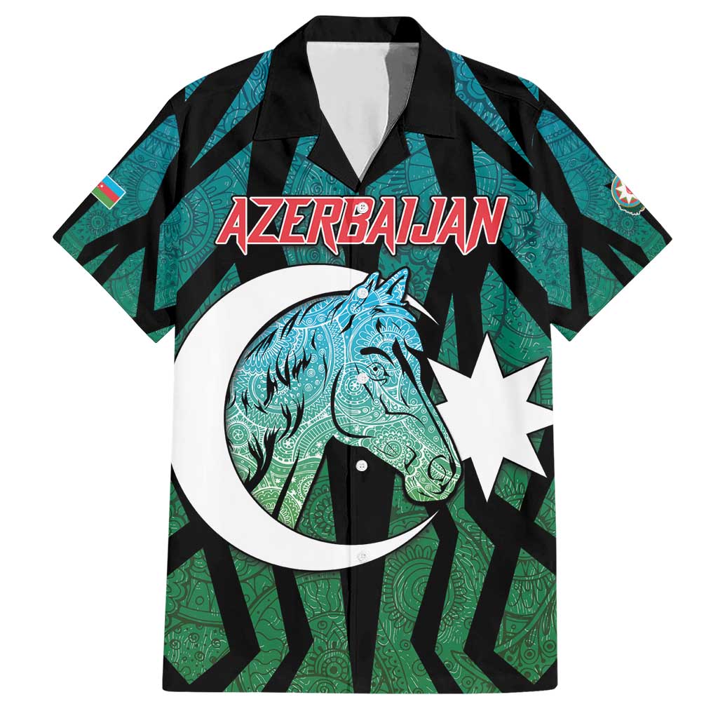 Personalized Azerbaijan Family Matching Short Sleeve Bodycon Dress and Hawaiian Shirt Karabakh Horse Tattoo - Wonder Print Shop