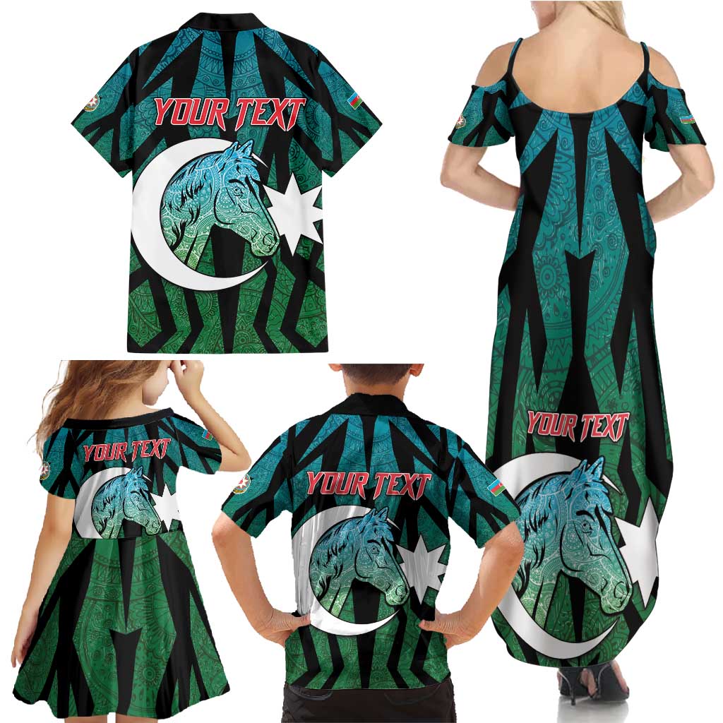 Personalized Azerbaijan Family Matching Summer Maxi Dress and Hawaiian Shirt Karabakh Horse Tattoo - Wonder Print Shop