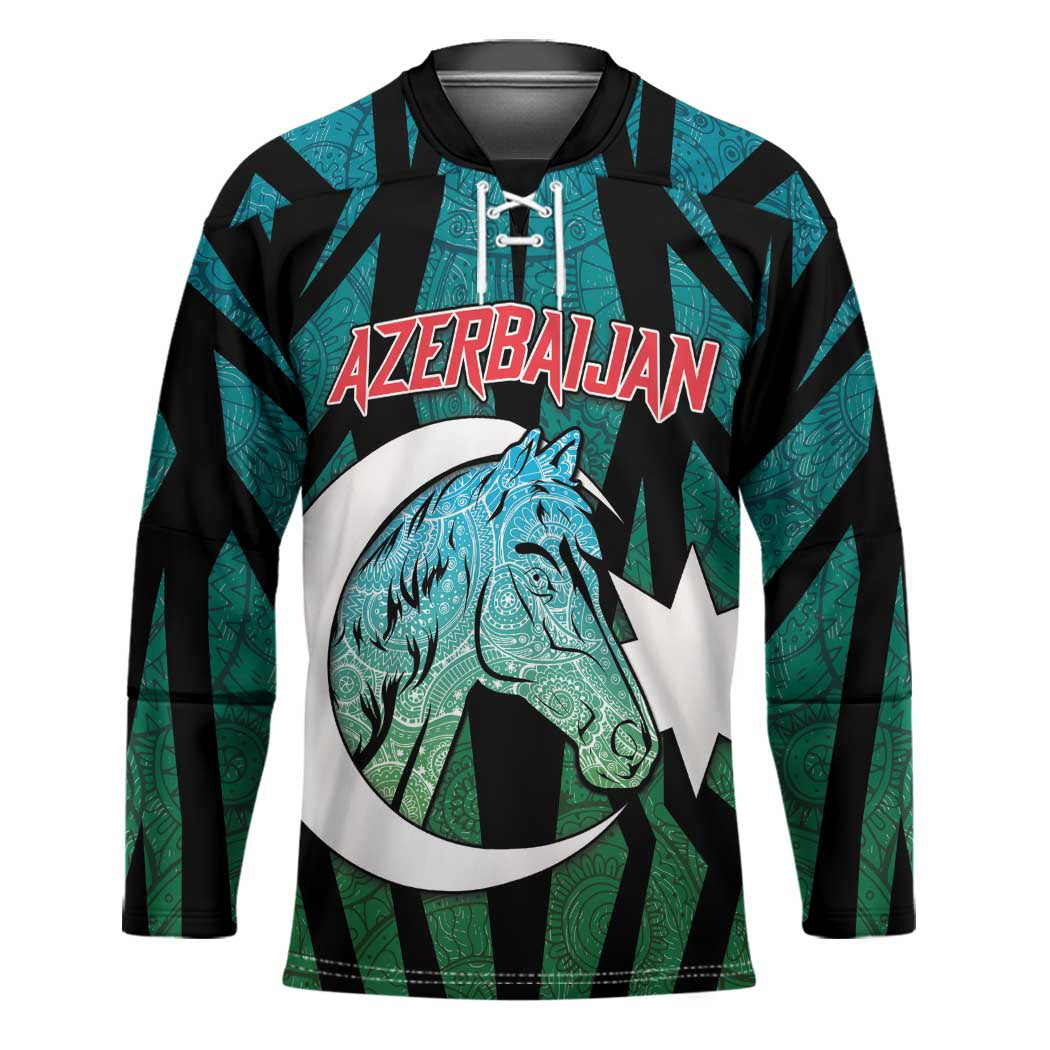 Personalized Azerbaijan Hockey Jersey Karabakh Horse Tattoo - Wonder Print Shop