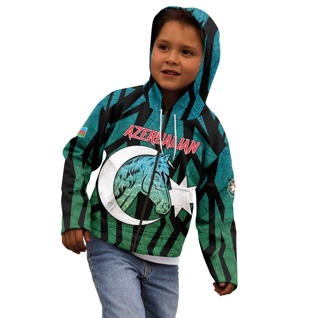 Personalized Azerbaijan Kid Hoodie Karabakh Horse Tattoo - Wonder Print Shop
